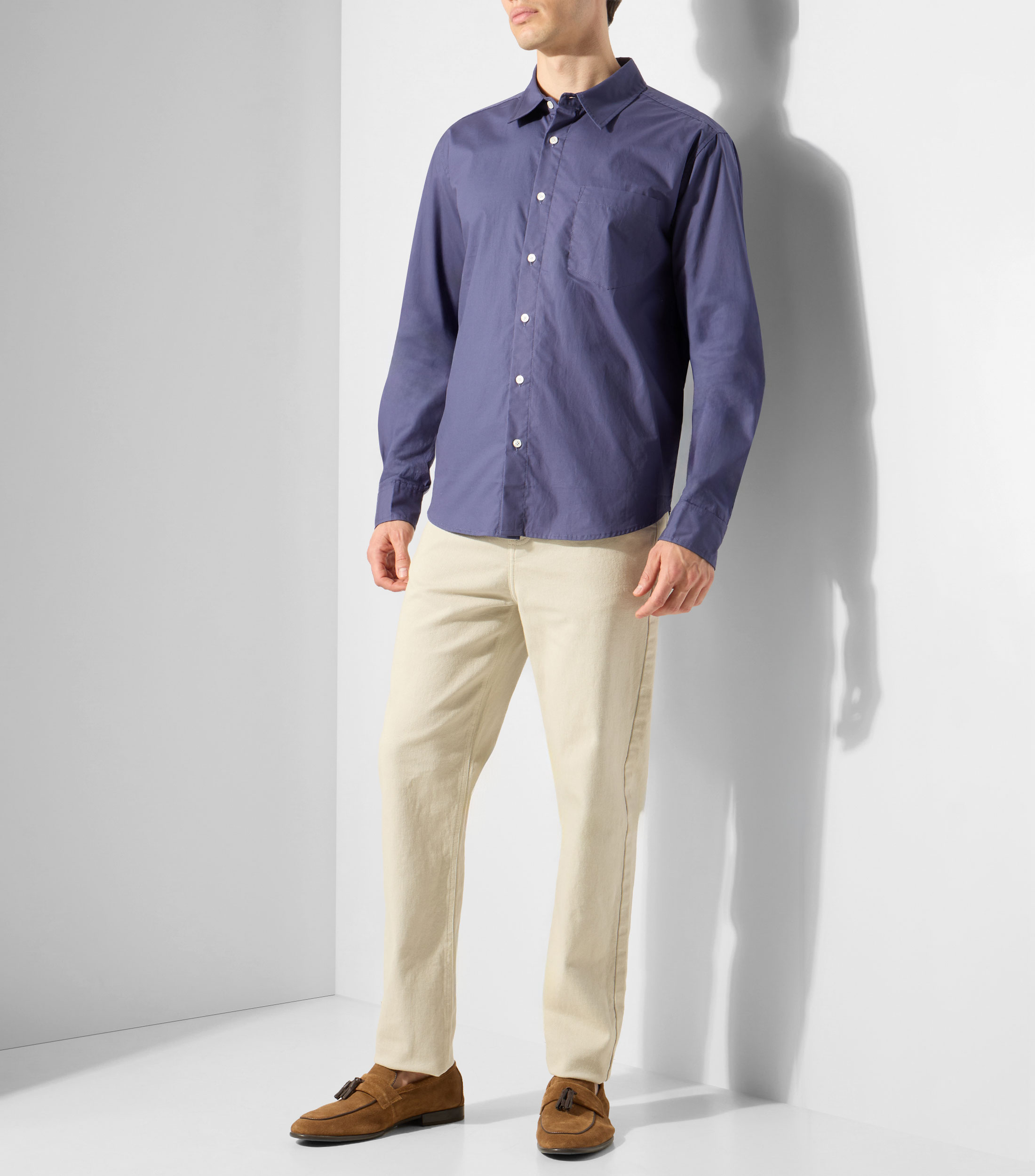 Camisa lisa con manga larga Hombre